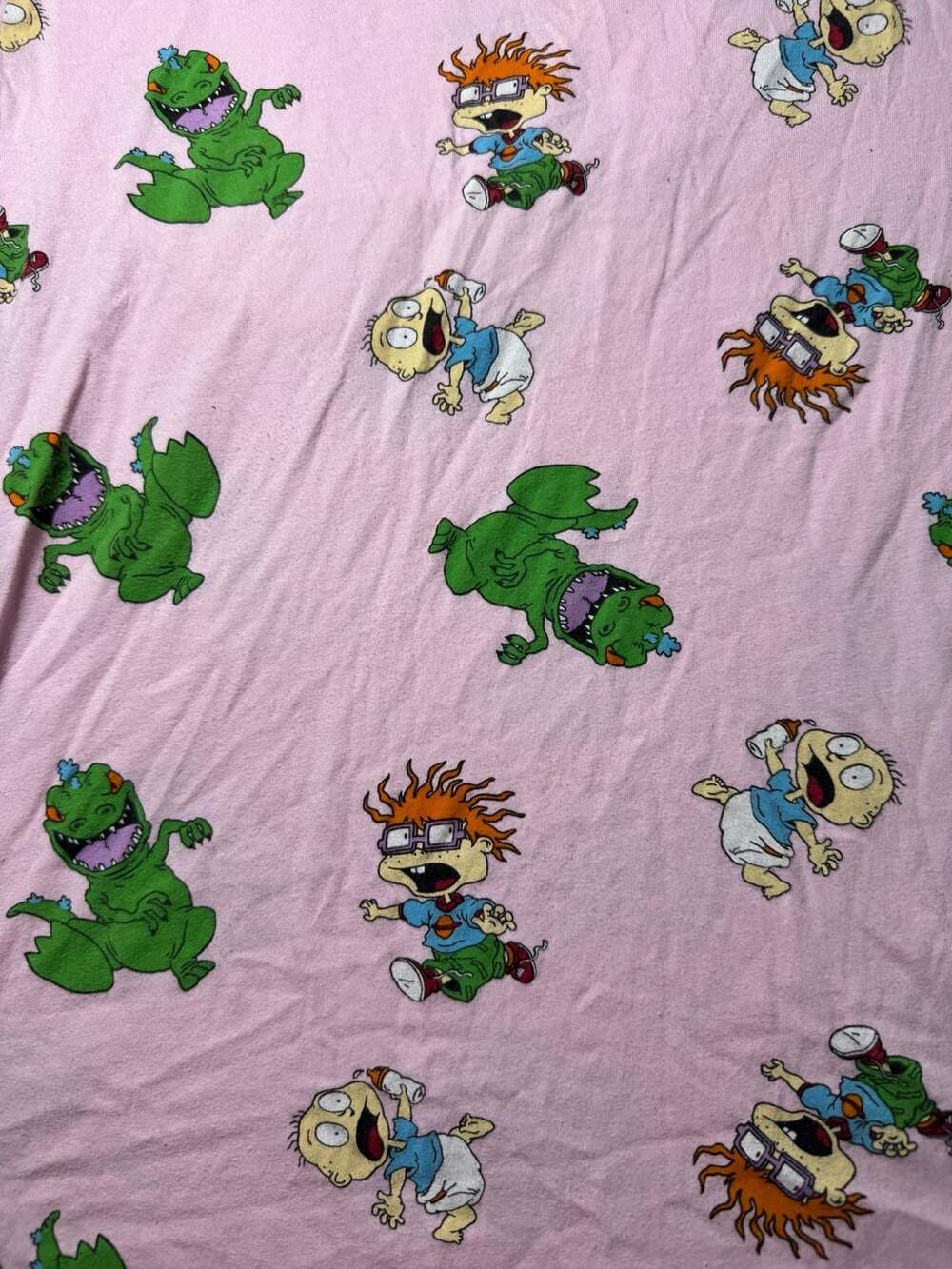 Nickelodeon Shirt Women's Small Pink Short Sleeve Rugrats Chuckie Cartoon Top